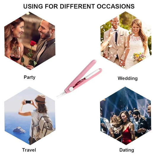 2-in-1 Mini Hair Straightener & Curler – Portable Thermostatic Ceramic Flat Iron