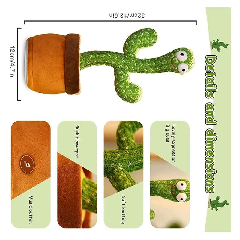 Portable Rechargeable Dancing Cactus Toy Funny Education Toys for Babies (With Box)