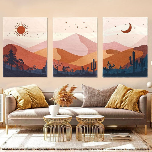3pcs Moon And Sun Style Stickytiles Frames Providing Celestial Design Artistic Look Modern Appearance