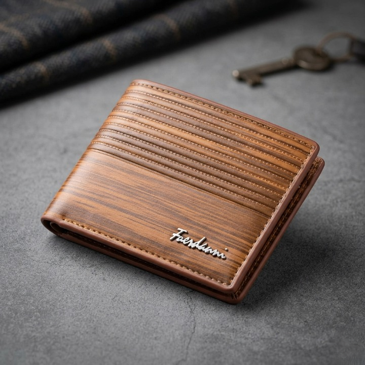 Fuerdanni Luxury Classic Bifold Wallet – Elegant Textured Synthetic Leather Wallet for Men
