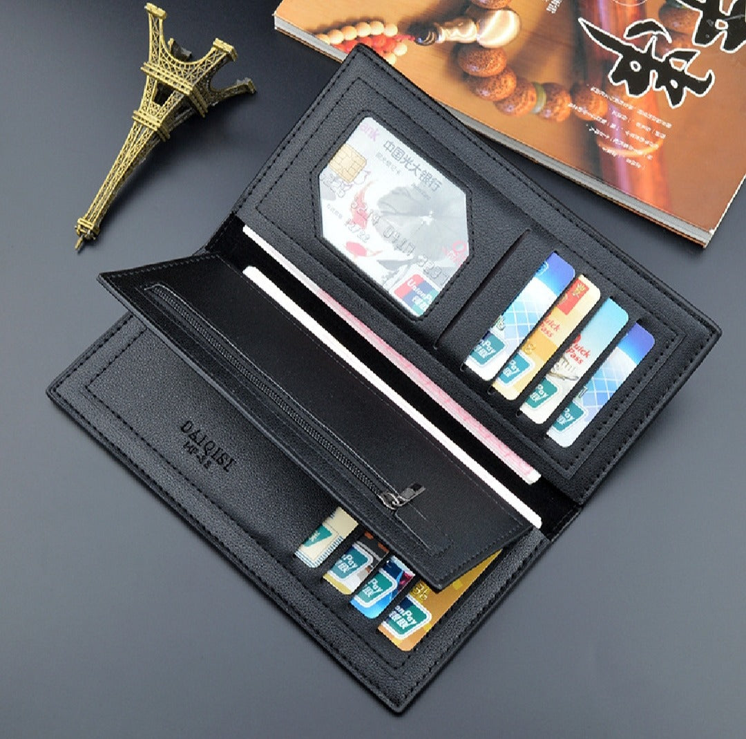 New Design Long Wallet for Men & Women | 12 Card Slots | Half Zip Pocket