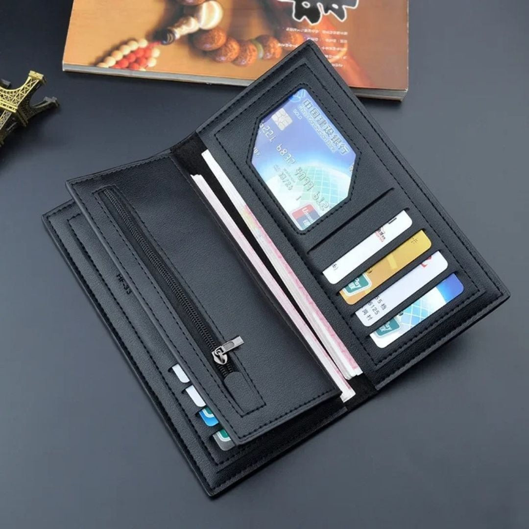 New Design Long Wallet for Men & Women | 12 Card Slots | Half Zip Pocket