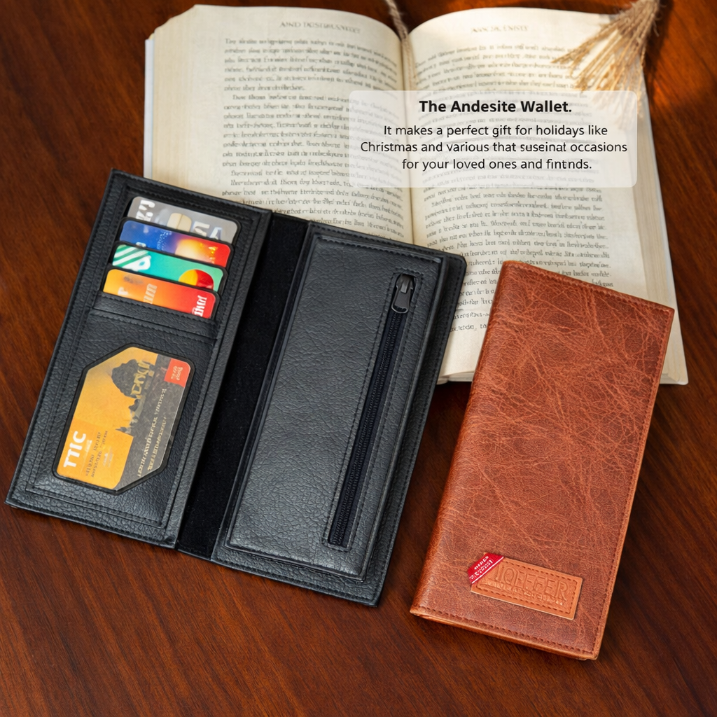 New Design Long Wallet for Men & Women | 12 Card Slots | Half Zip Pocket