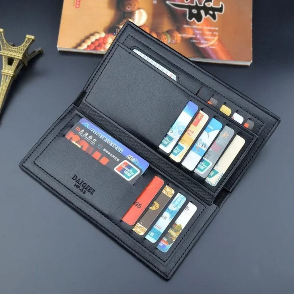 New Design Long Wallet for Men & Women | 12 Card Slots | Half Zip Pocket