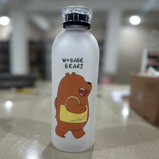 We Bare Bears Panda Water Bottle 1000ml - Cute Cartoon Design Durable Hydration Bottle For School, Gym, Travel, And Outdoor Activities (Random Color)
