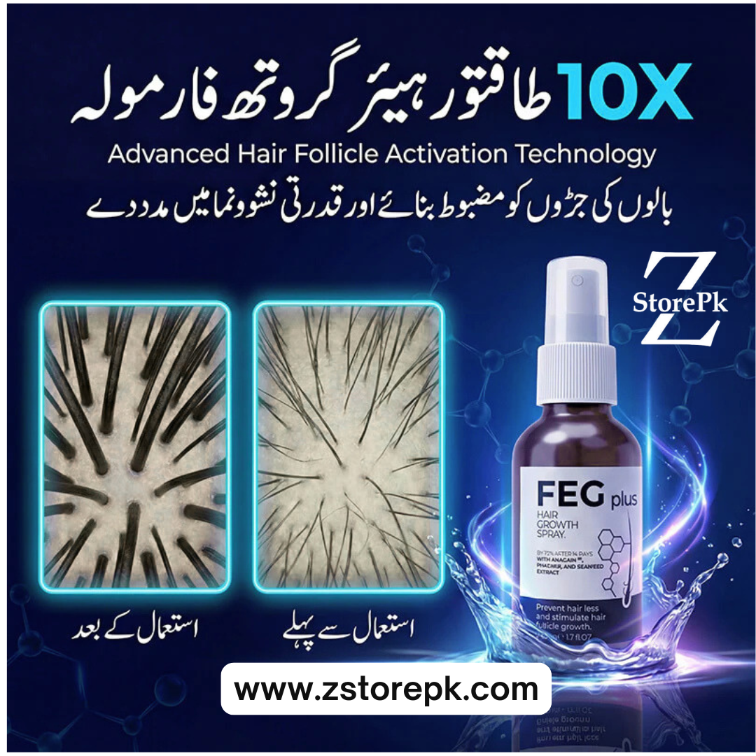 FEG PLUS Hair & Beard Regrowth Spray 50ml – Anti Hair Loss Formula with Minoxidil, Redensyl & Natural Extracts