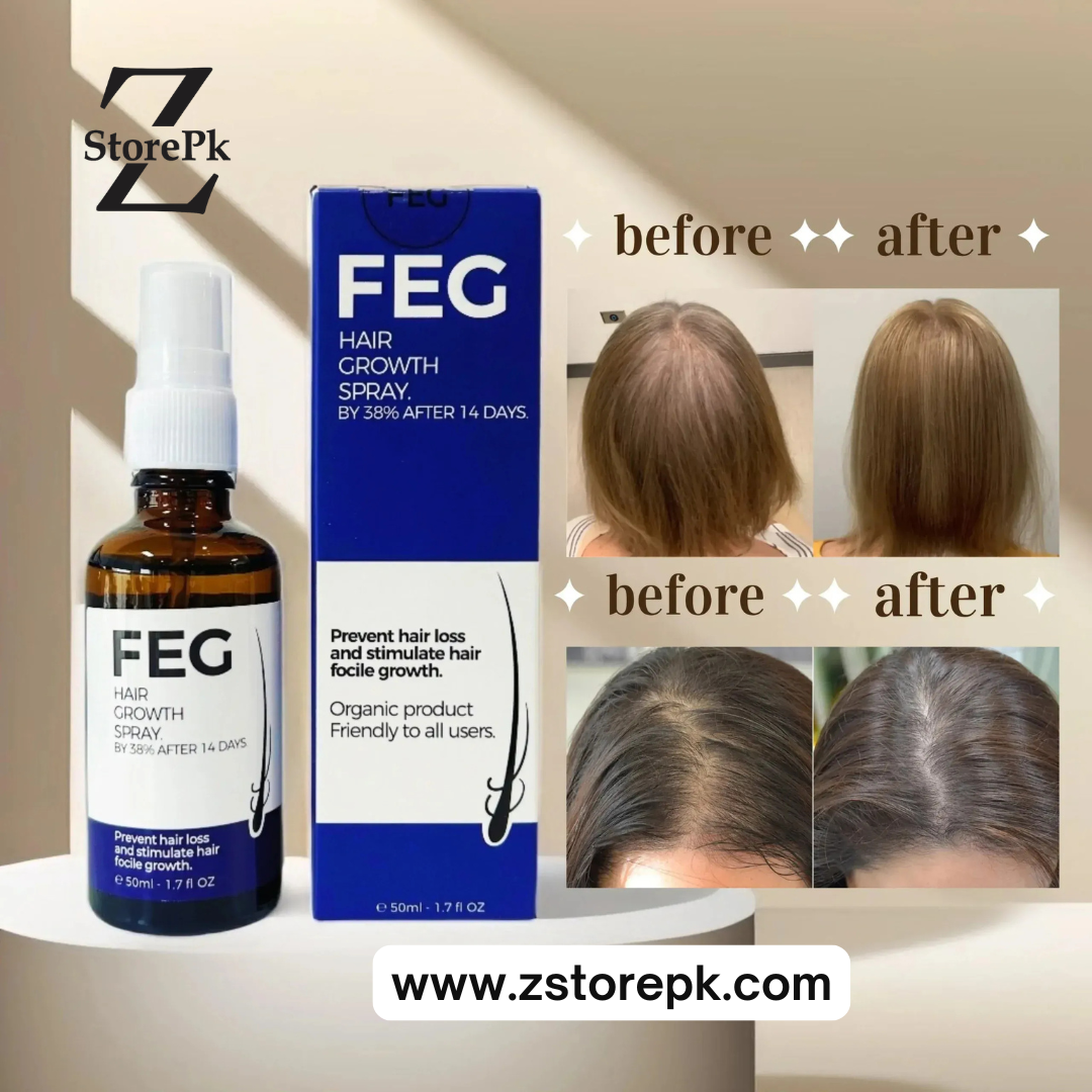 FEG PLUS Hair & Beard Regrowth Spray 50ml – Anti Hair Loss Formula with Minoxidil, Redensyl & Natural Extracts