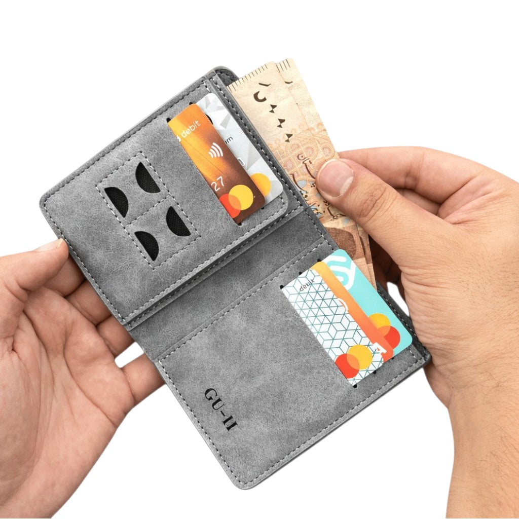 M-Design RFID Wallet | Compact PU Card Holder with Coin Pocket Black