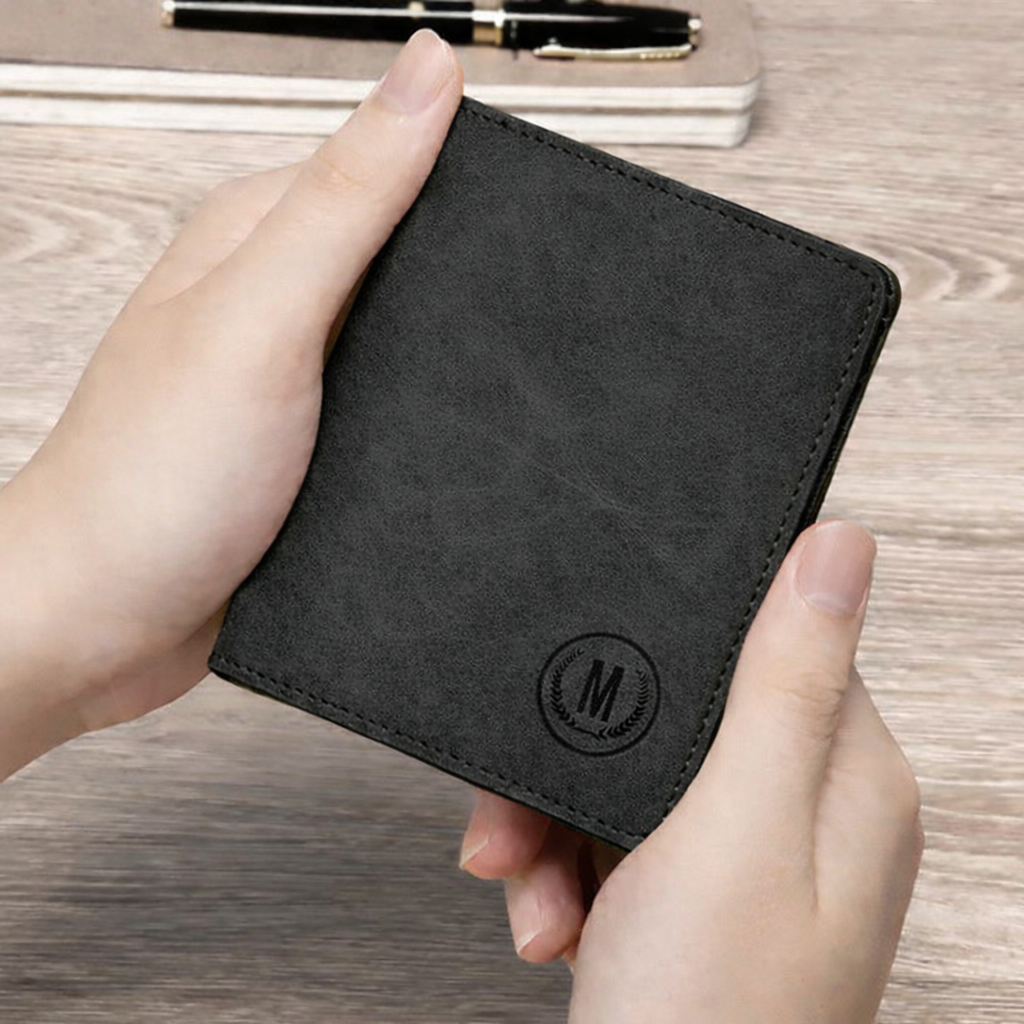 M-Design RFID Wallet | Compact PU Card Holder with Coin Pocket Black